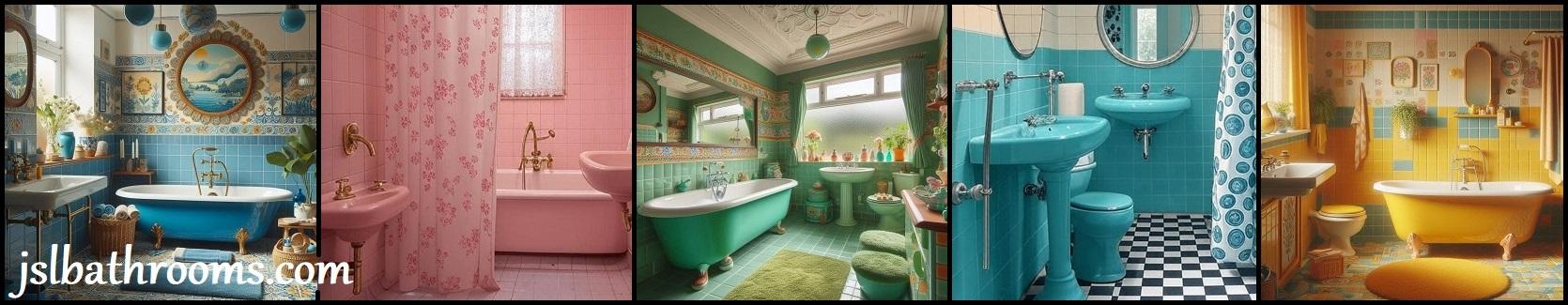 colour bathrooms 1960s 1970s 1980s 1990s UK