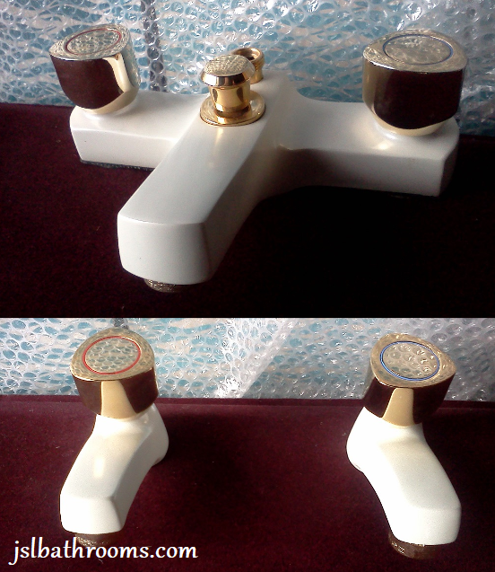 white gold bath shower mixer taps set