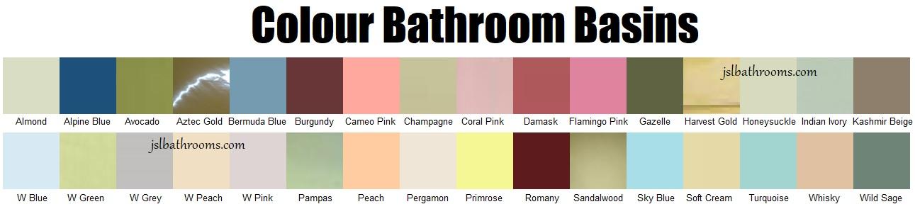 bathroom basin colour chart sink 60s 70s 80s 90s