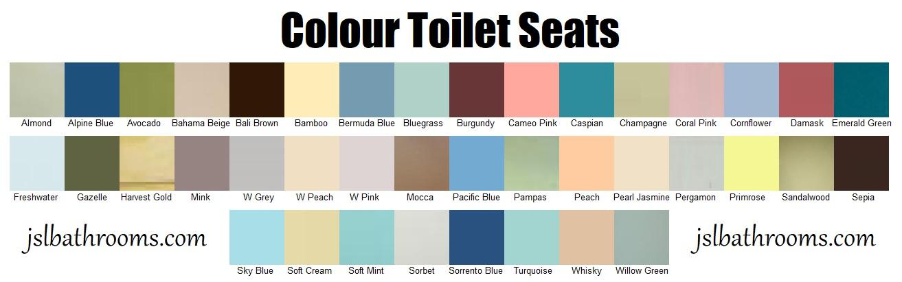 colour chart toilet seat 60s 70s 80s 90s uk