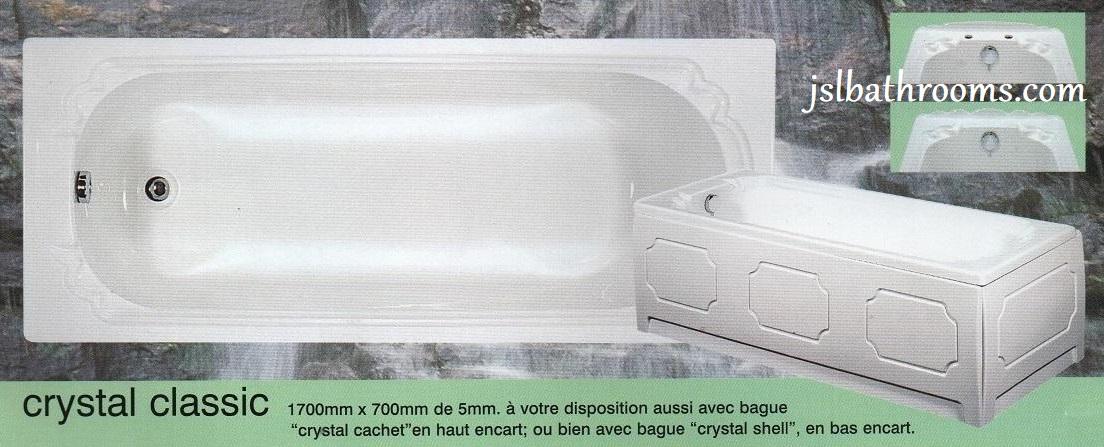 crystal classic scalloped edge bath 1685mm 66 inches