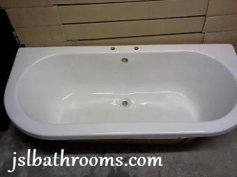 Back to wall freestanding roll top bath double end