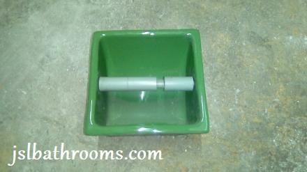 jade green toilet roll holder inset ceramic