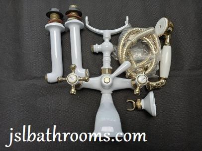 white gold victorian bath shower mixer